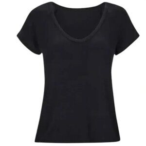CAbi #6125 Tranquil Tee – XL & S – All-Black Ribbed Knit